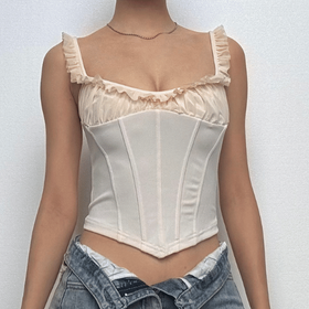 Ruffle corset patchwork stitch cami top  | Festival Outfits Women