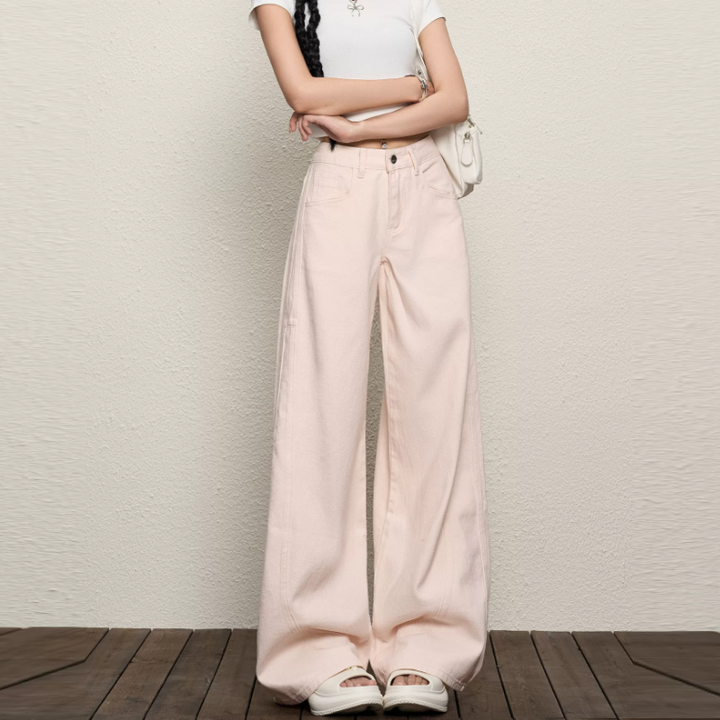 Pink button pocket low rise wide leg | Baggy Low Rise Jeans