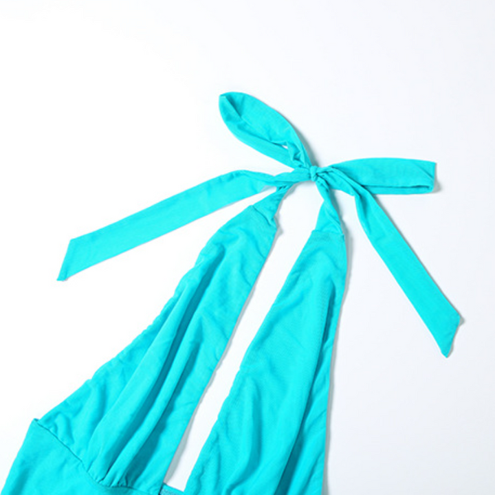 Halter self tie v neck backless solid top  | Festival Outfits Women-final-sale