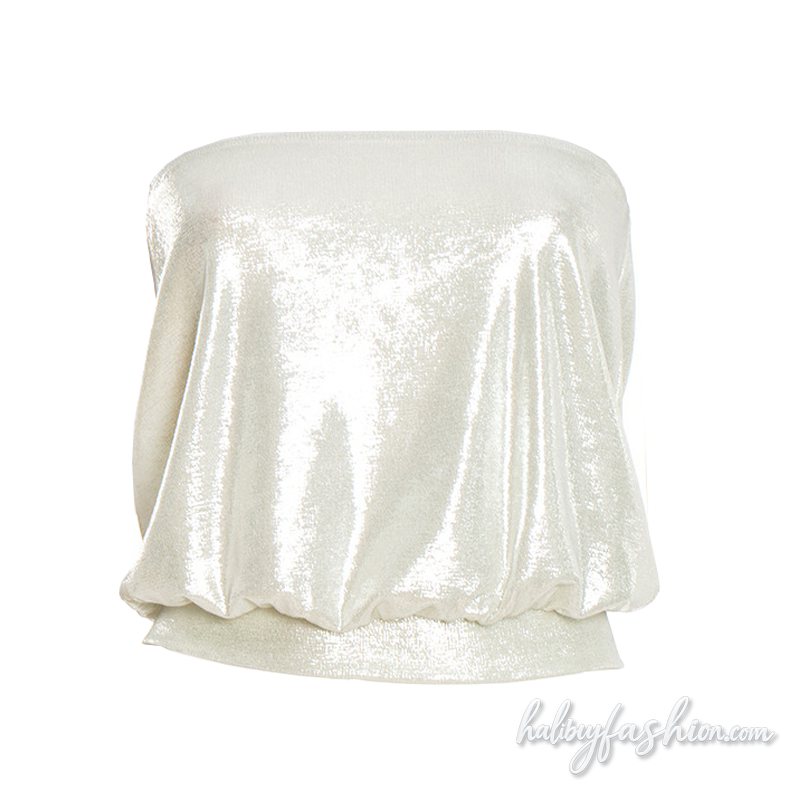 Ruched solid backless tube top