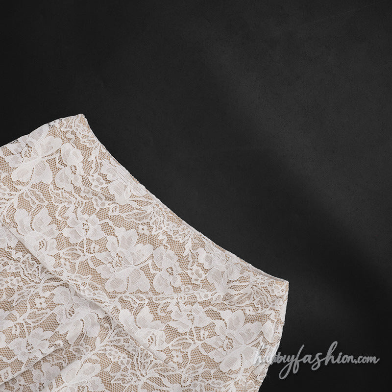 Lace shrug button 3 piece mini skirt set - Halibuy - 7