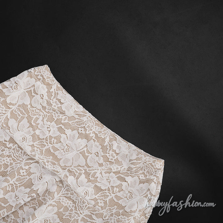 Lace shrug button 3 piece mini skirt set - Halibuy - 7
