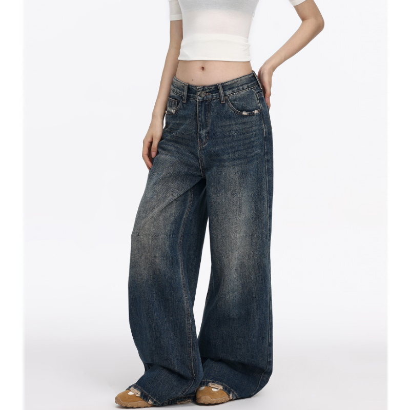 Gradient pocket button low rise straight leg | Baggy Low Rise Jeans