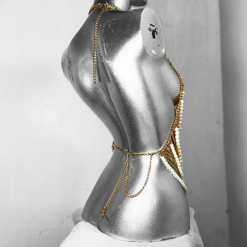 Metal chain beaded halter sun applique top  | Festival Outfits Women