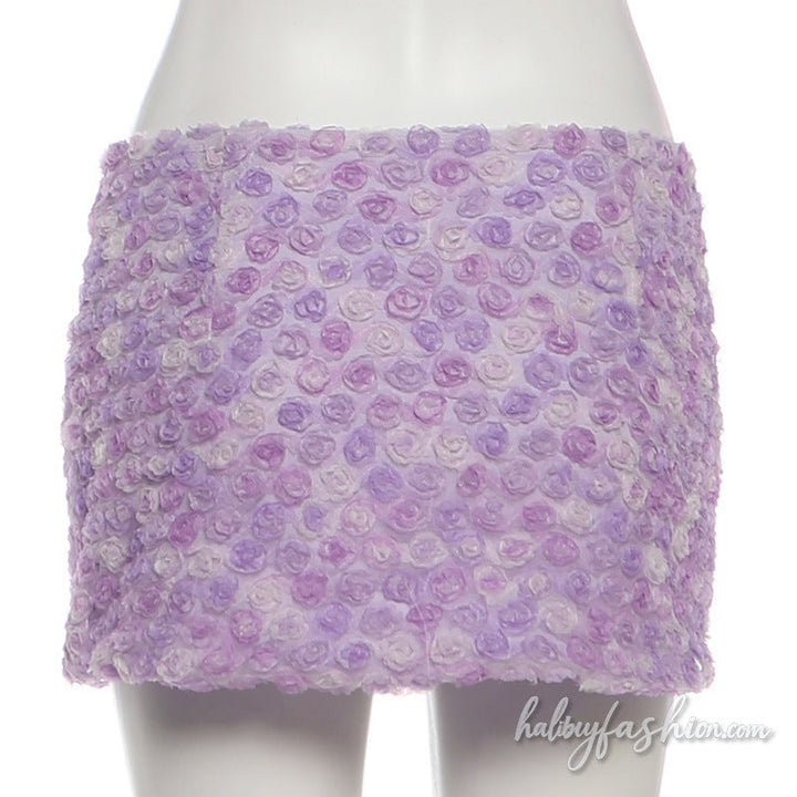 Mesh flower applique contrast mini skirt