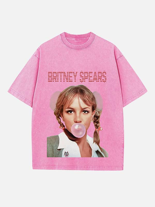 Y2K Pop Princess Print Round Neck T-shirt - Design 03