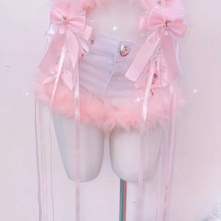 Leopard print bowknot halter fluffy backless top  | Cheetah Print Top