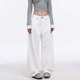 Pocket solid button low rise wide leg | Baggy Low Rise Jeans  | Festival Outfits Women
