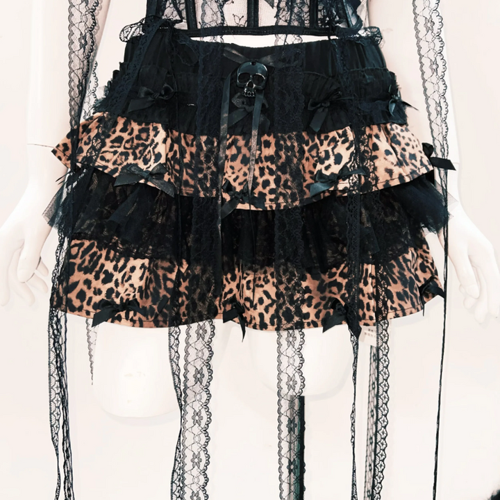 Bowknot leopard print long sleeve fluffy ruffle top  | Festival Outfits Women  | Cheetah Print Top