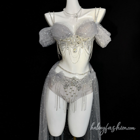 Glitter tassels mesh beaded cami pant set
