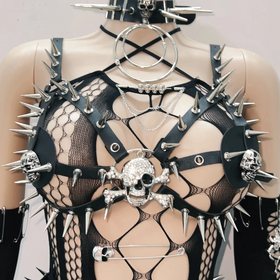 Hollow out rivet skull applique cami cut out top  | Festival Outfits Women