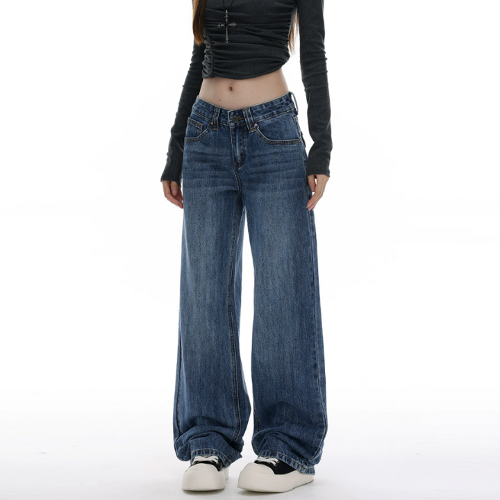 Button zip-up pocket low rise straight leg | Baggy Low Rise Jeans