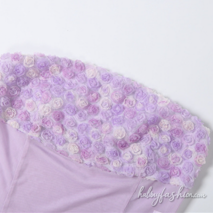 Mesh flower applique backless tube top