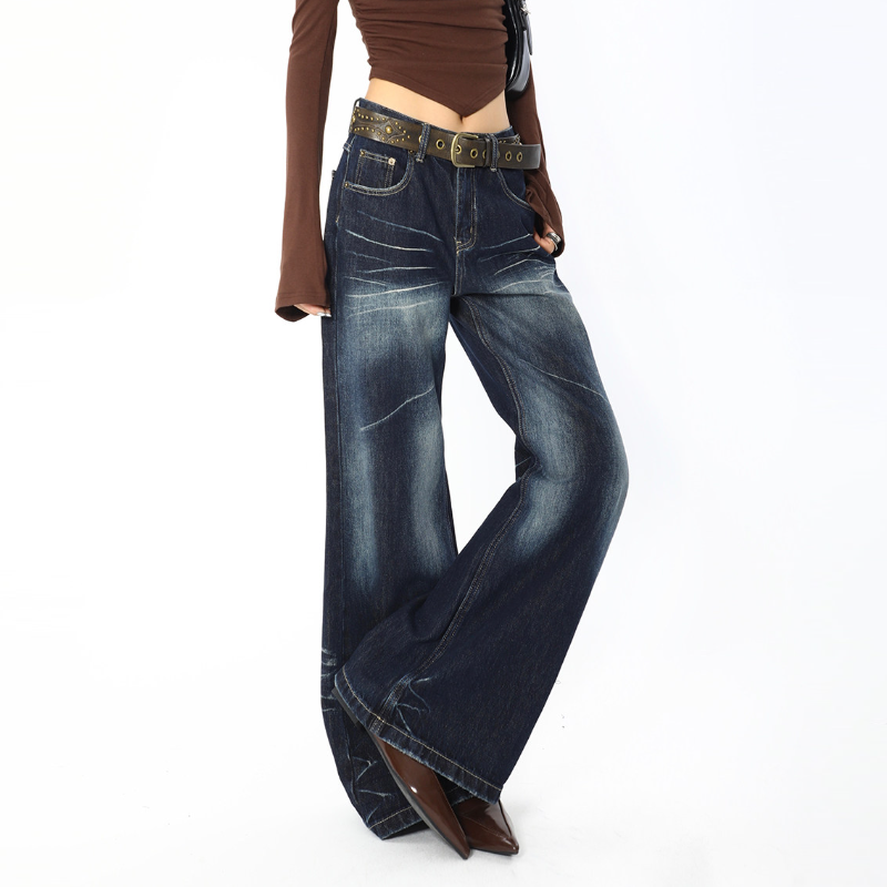 Contrast pocket low rise straight leg | Baggy Low Rise Jeans