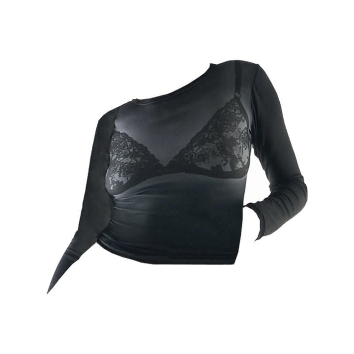 Long sleeve body print gradient crewneck contrast top-final-sale  | Festival Outfits Women