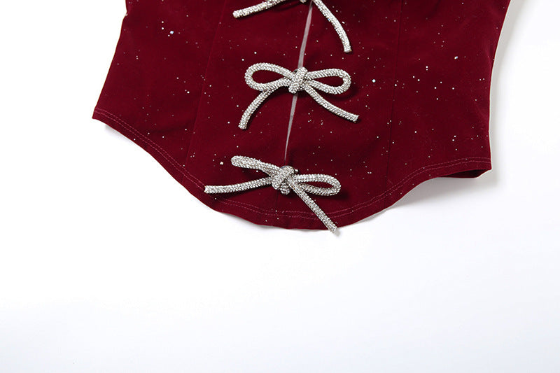 Bowknot glitter backless tube top  | Festival Outfits Women
