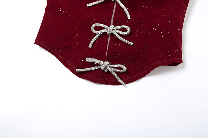 Bowknot glitter backless tube top  | Festival Outfits Women