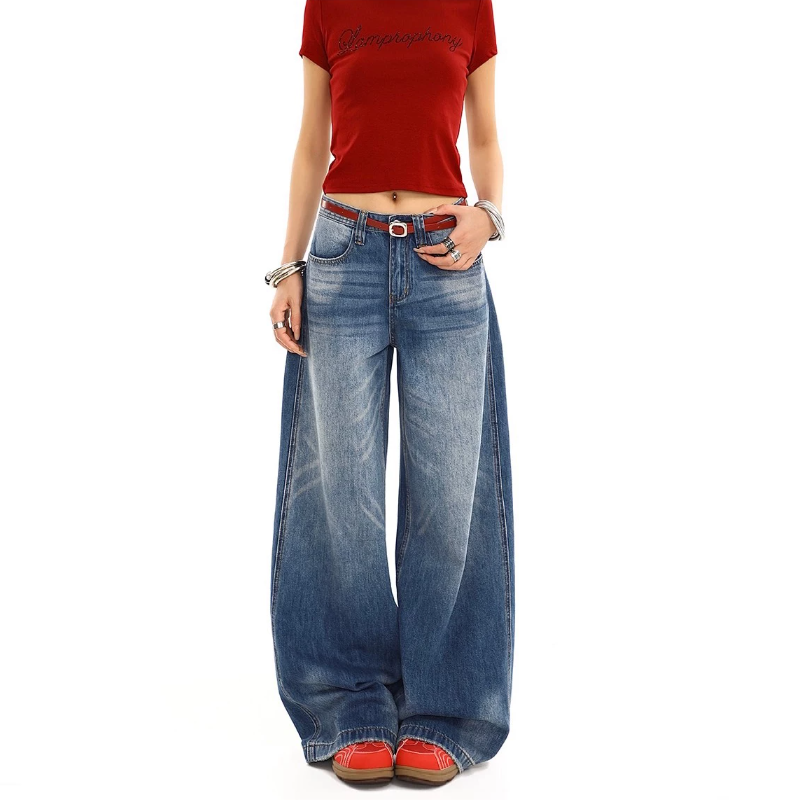 Gradient ripped low rise wide leg | Baggy Low Rise Jeans