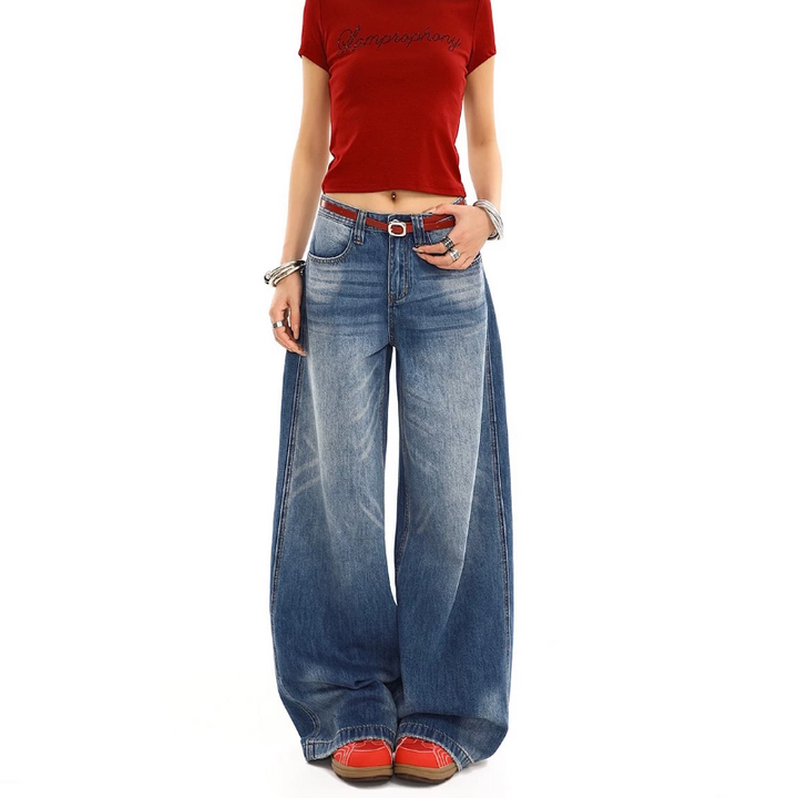 Gradient ripped low rise wide leg | Baggy Low Rise Jeans