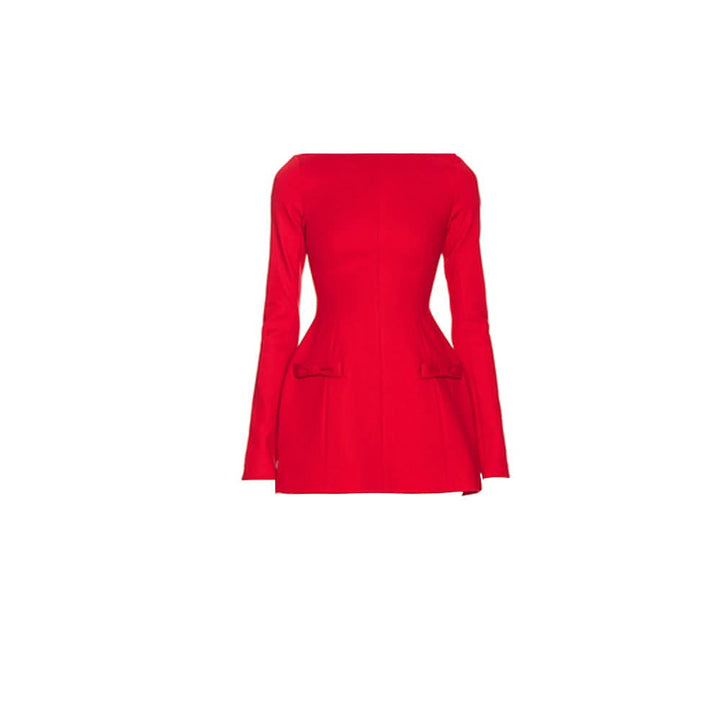 Long sleeve bowknot solid mini dress  | Festival Outfits Women