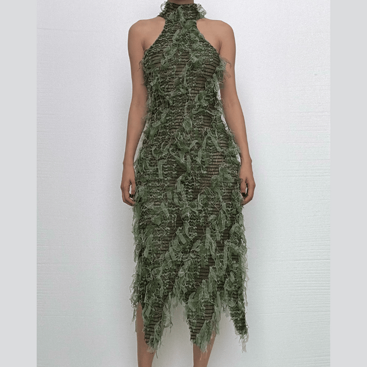 Riga mai tsayi mai kama da takalmi mai laushi mara baya ta Halter | Kayan Biki na Mata