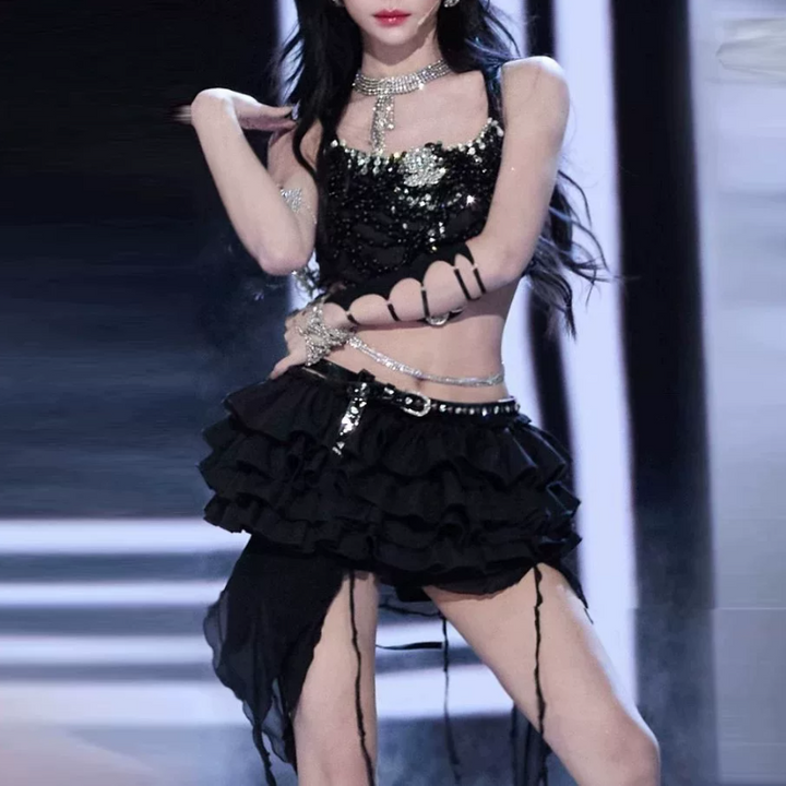 Beaded ruffle backless cami crop top  | Festival Outfits Women