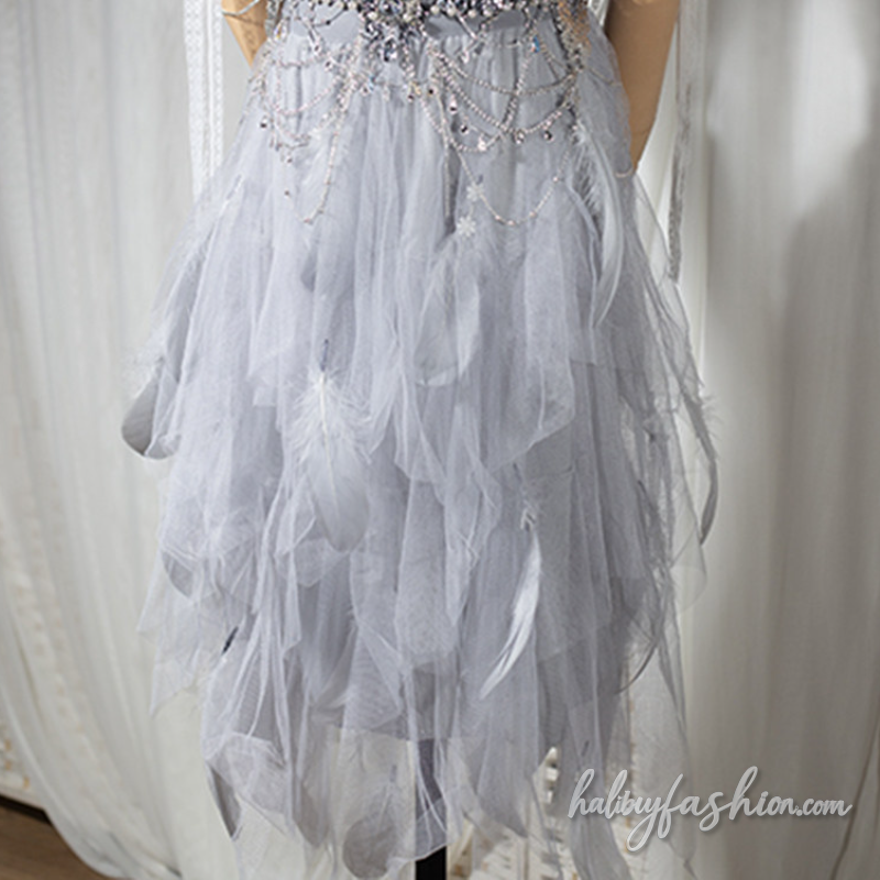 Bowknot feather v neck backless cami top