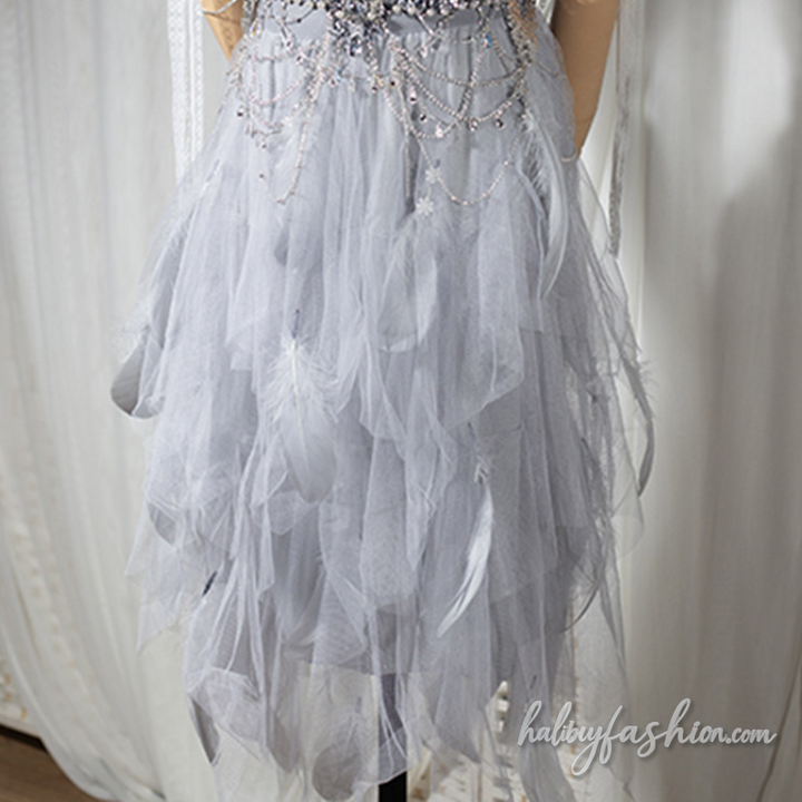 Bowknot feather v neck backless cami top