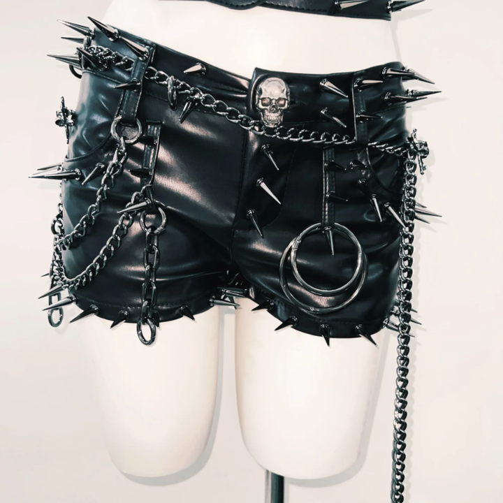 Rivet belt skull applique tube top  | Festival Outfits Women