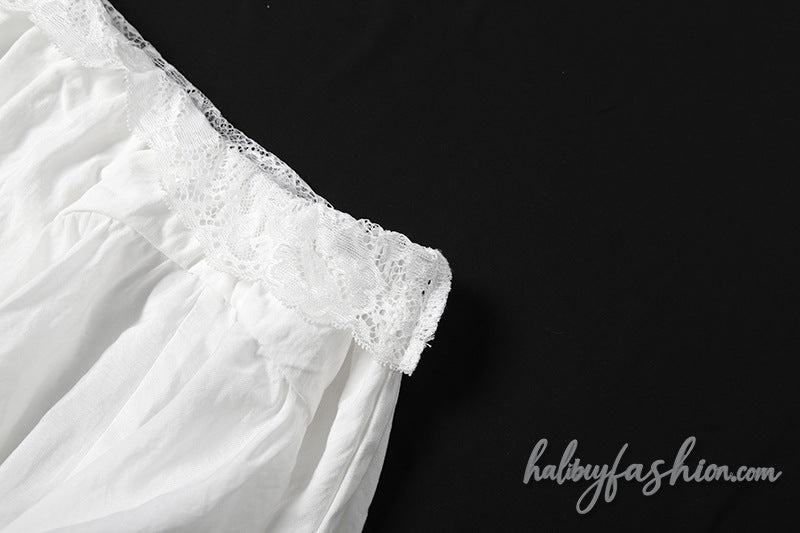 Irregular ruched lace hem slit solid maxi skirt