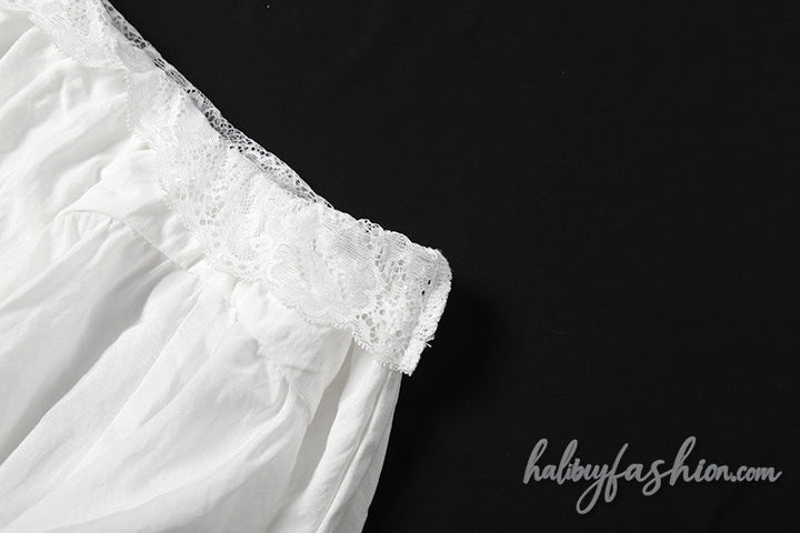 Irregular ruched lace hem slit solid maxi skirt