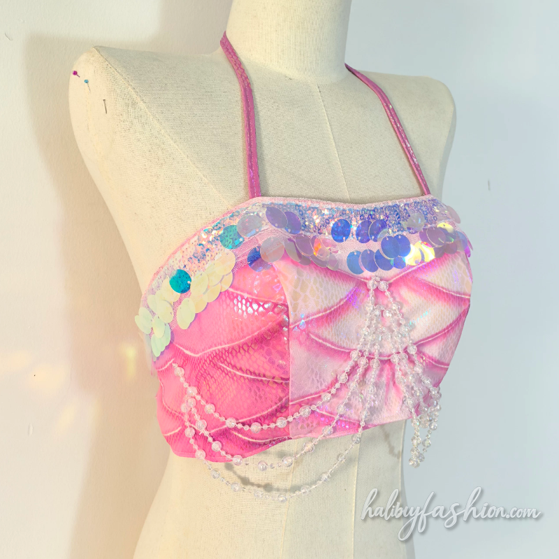 Halter hollow out beaded glitter top