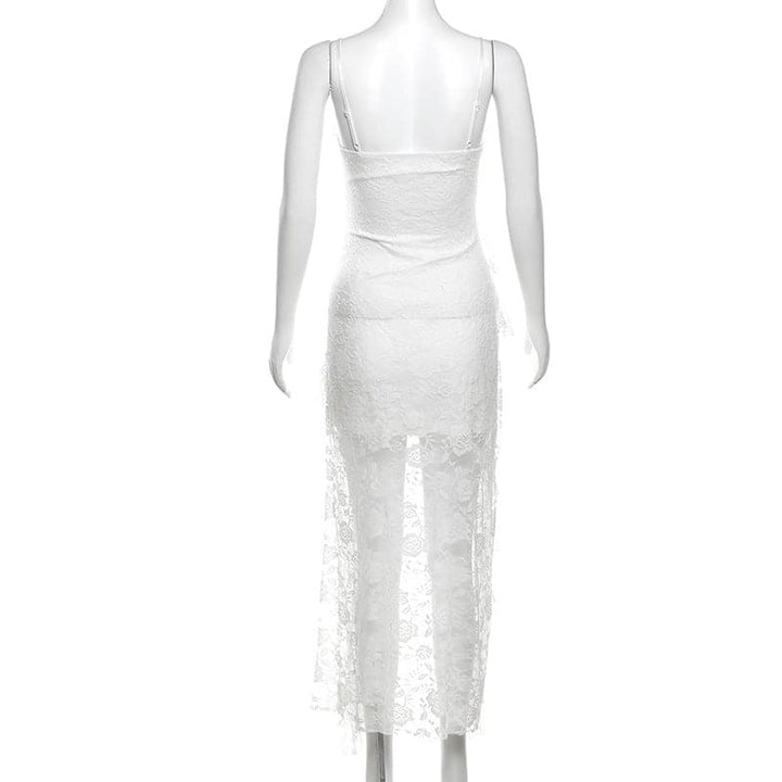 Lace ruffle flower pattern cami midi dress  | Festival Outfits Women