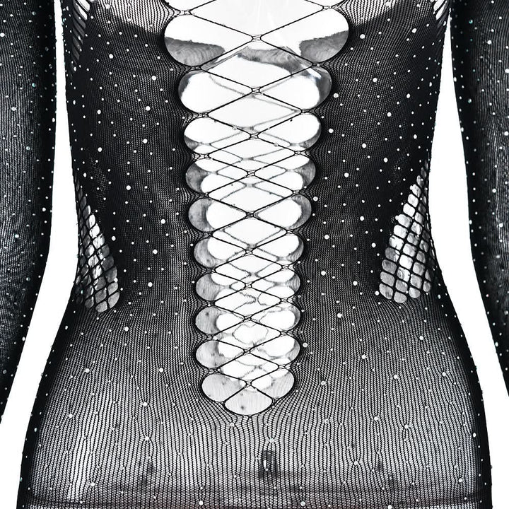 Off shoulder long sleeve beaded hollow out jumpsuit  | Festival Outfits Women