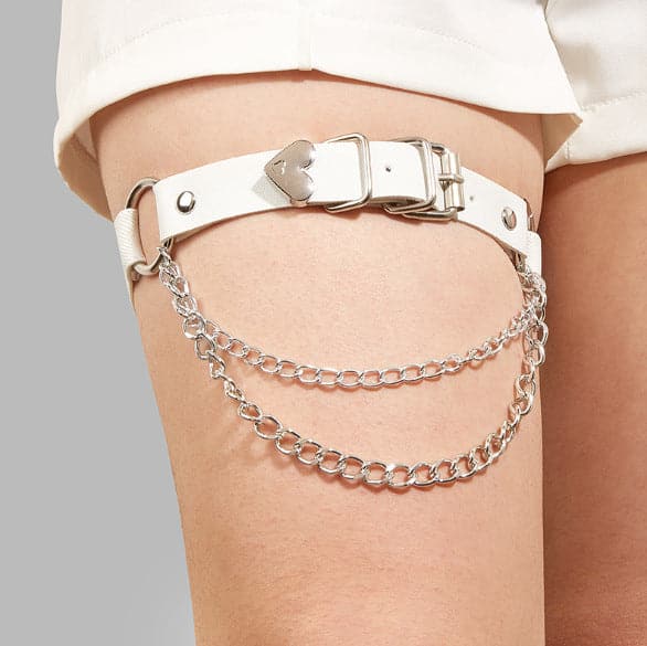 PU leather metal chain adjustable thigh band  | Festival Outfits Women