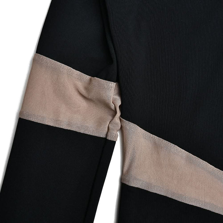 Irregular one shoulder mesh button bodysuit  | Festival Outfits Women