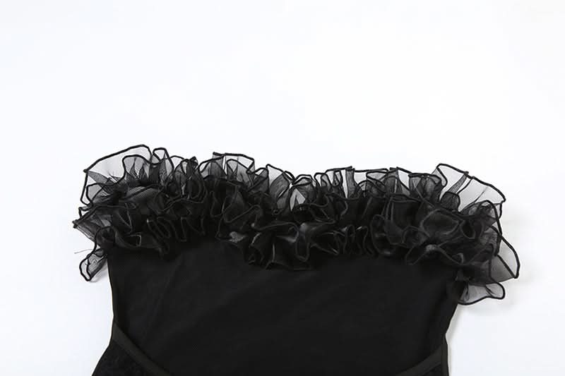 Ruffle mesh corset lace up mini dress  | Festival Outfits Women