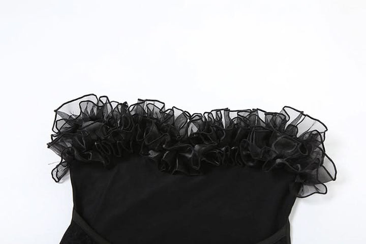 Ruffle mesh corset lace up mini dress  | Festival Outfits Women