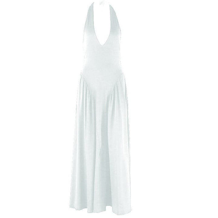 Halter v neck backless solid maxi dress  | Festival Outfits Women