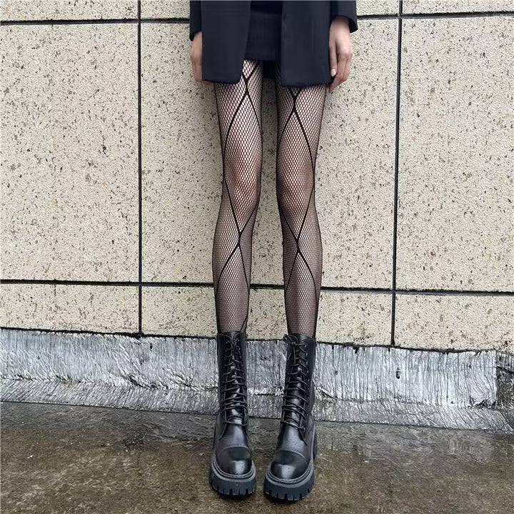 Diamond pattern fishnet tights  | Festival Outfits Women