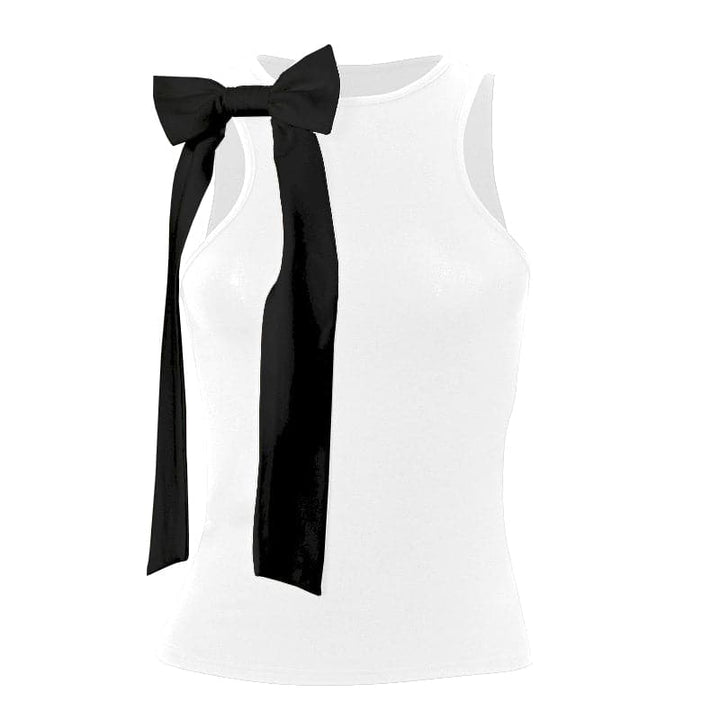Crew neck bowknot applique tank top  | Festival Outfits Women
