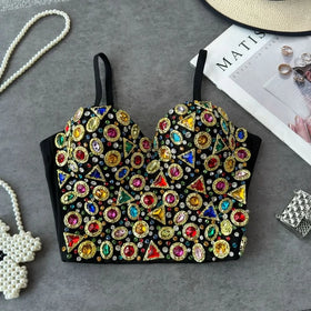 Sweetheart neck beaded padded cami top  | Festival Outfits Women