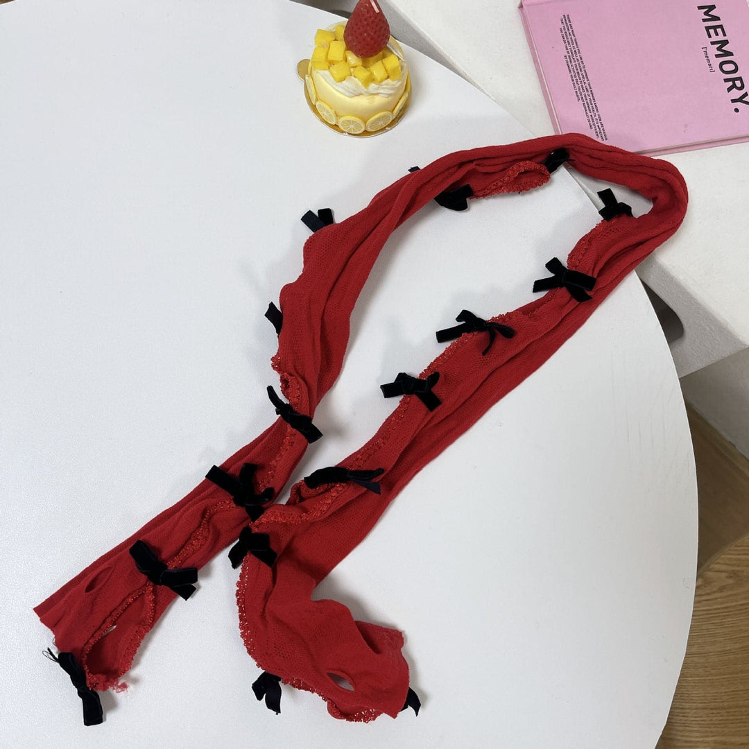 Lace bowknot hollow out contrast gloves  | Festival Outfits Women