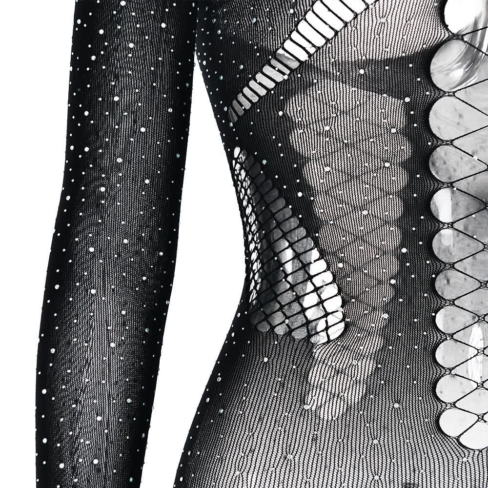 Off shoulder long sleeve beaded hollow out jumpsuit  | Festival Outfits Women