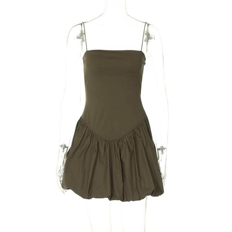 Ruched square neck solid cami mini dress  | Festival Outfits Women