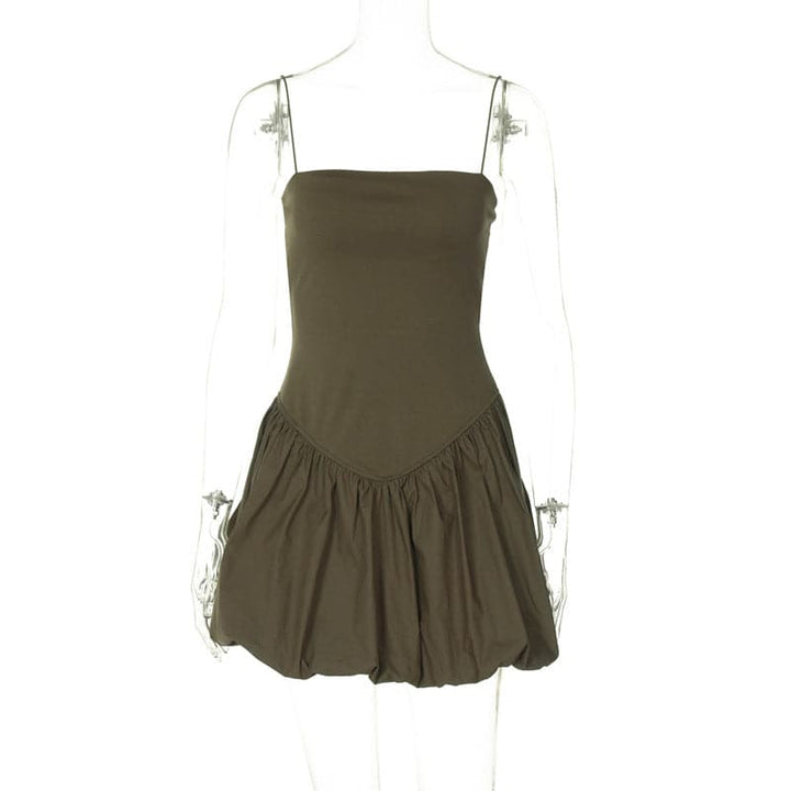 Ruched square neck solid cami mini dress  | Festival Outfits Women