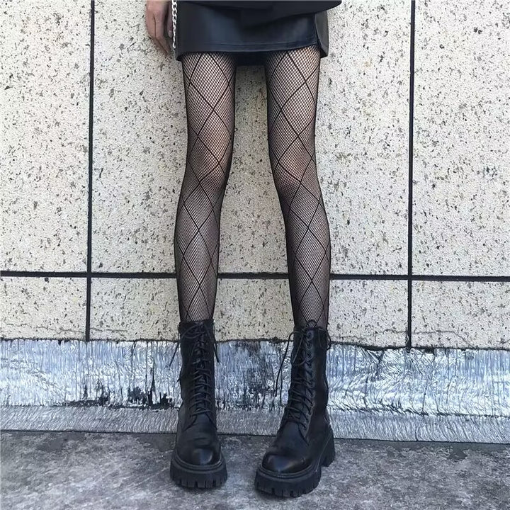 Diamond pattern fishnet tights  | Festival Outfits Women