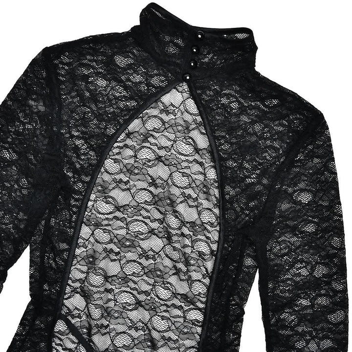 High neck long sleeve lace backless jumpsuit  | Festival Outfits Women