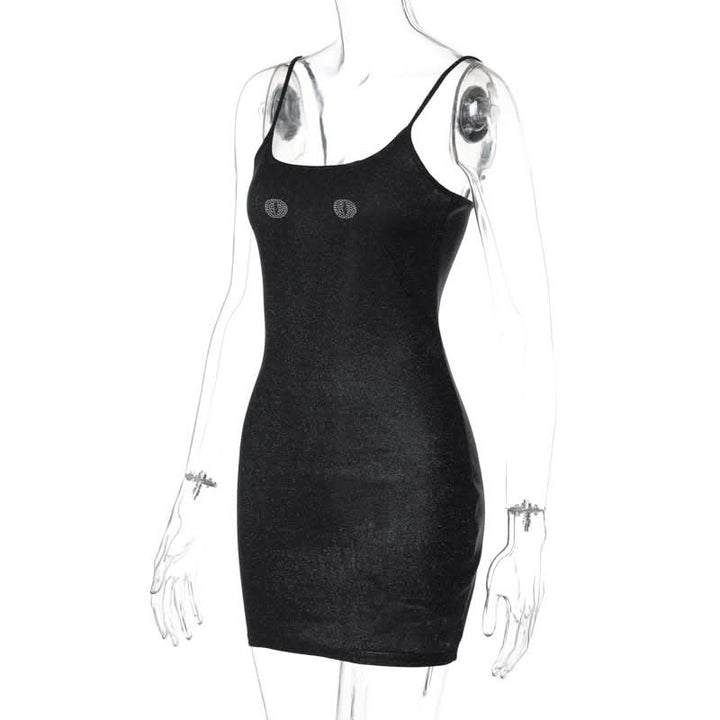 Beaded u neck backless cami mini dress  | Festival Outfits Women