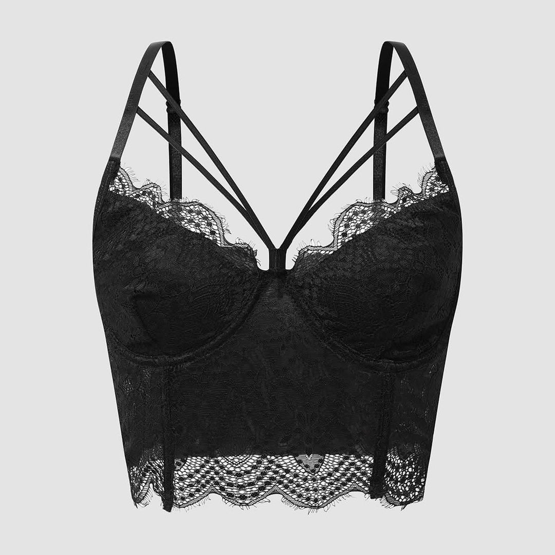 Hollow out lace hem v neck solid cami cut out top  | Festival Outfits Women